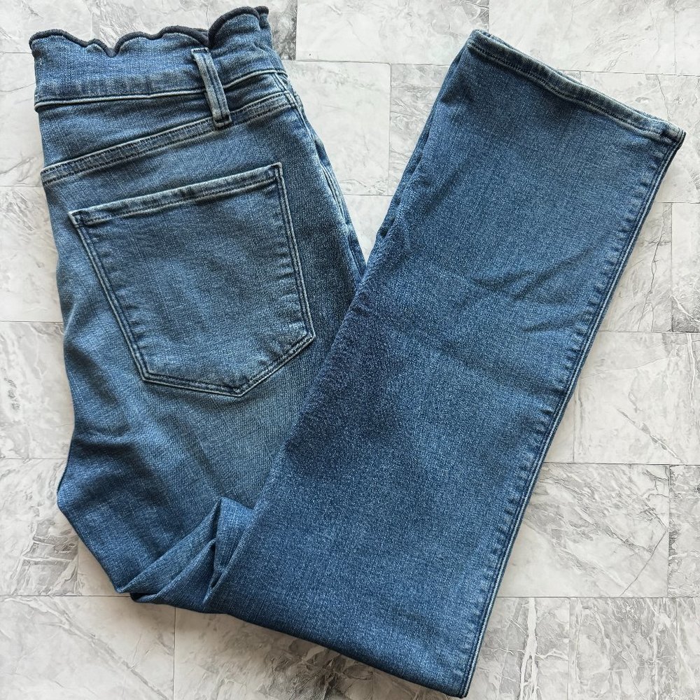 Frame Scalloped High Waist Straight Leg Starwood Jeans